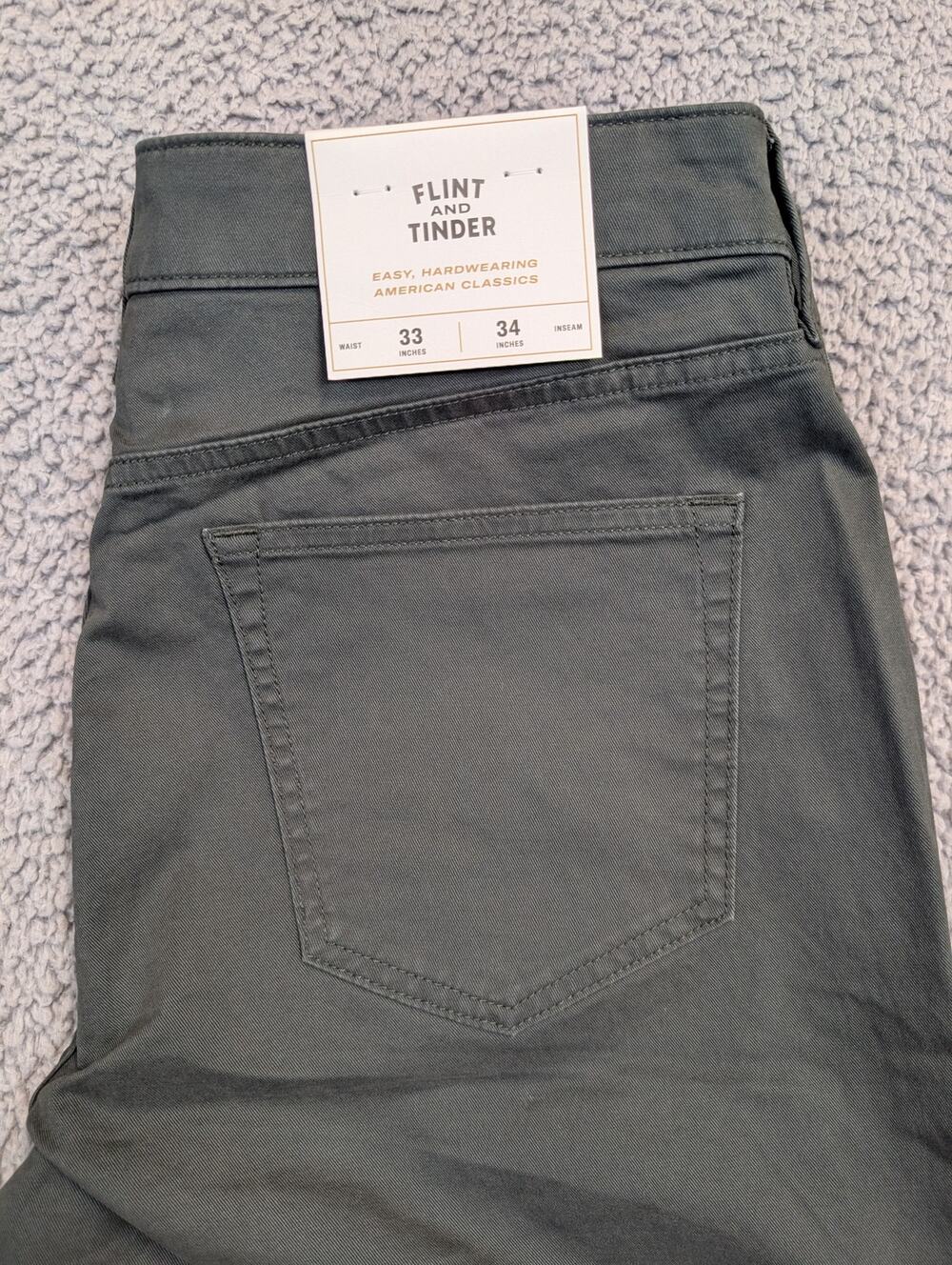 Flint and Tinder Chinos Men's Size 33x34 Slate Athletic Tapered Fit (1241)